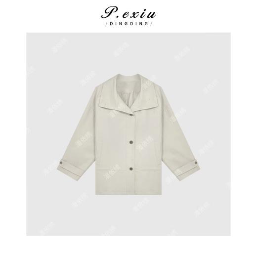 04-6潘依绣丁丁宠粉韩系简约短款长袖风衣Q67112 商品图0