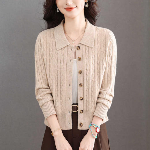 翻领针织小开衫纯色简约气质，中年妈妈早春显瘦外套CC-101-98637 商品图2