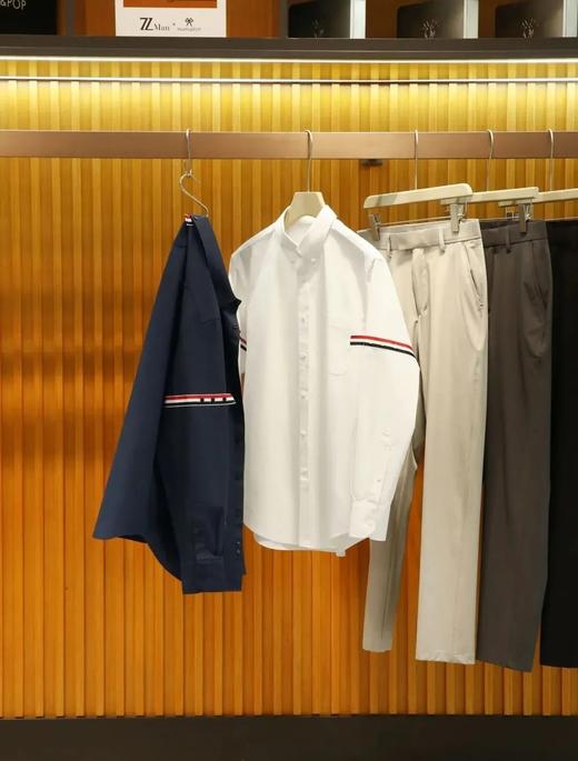 【msy-HB2061#】明星款！情侣经典学院风织带长袖衬衫！！ 商品图1