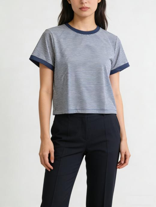 佐丹奴女装26年新款棉感正肩条纹短袖T恤衫05326237 商品图1