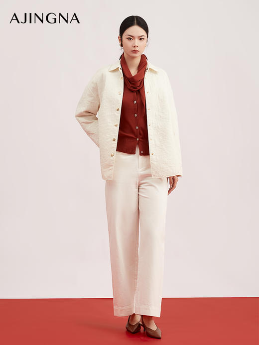 【绗缝外套】阿菁娜春季新款设计感绗缝外套金属浮雕纽扣鲜亮点睛棉服单排扣拉长身形比例A31C115001 商品图0