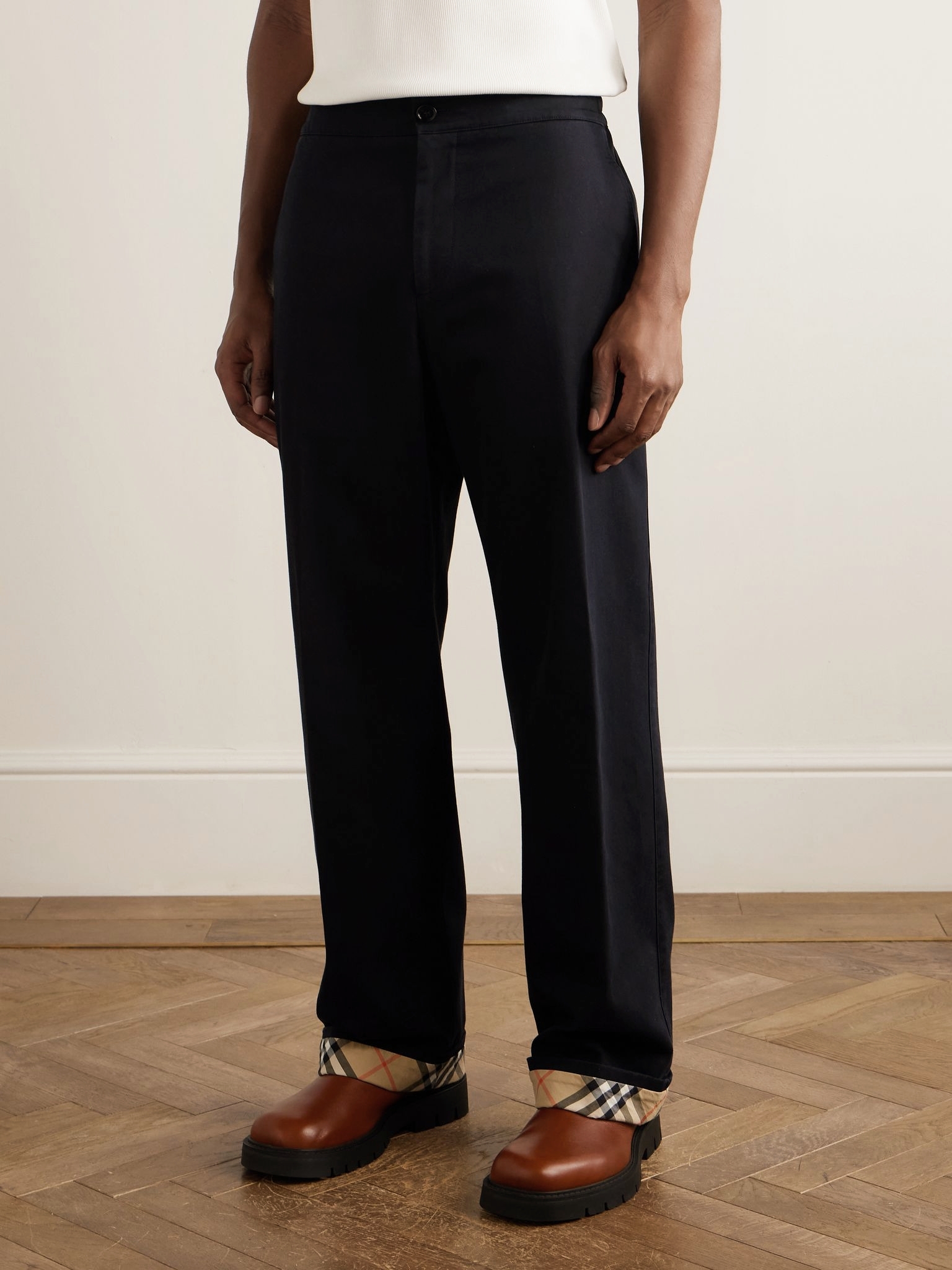 26新款B.B 弹力直筒格纹裤口卷边休闲裤 XXK212