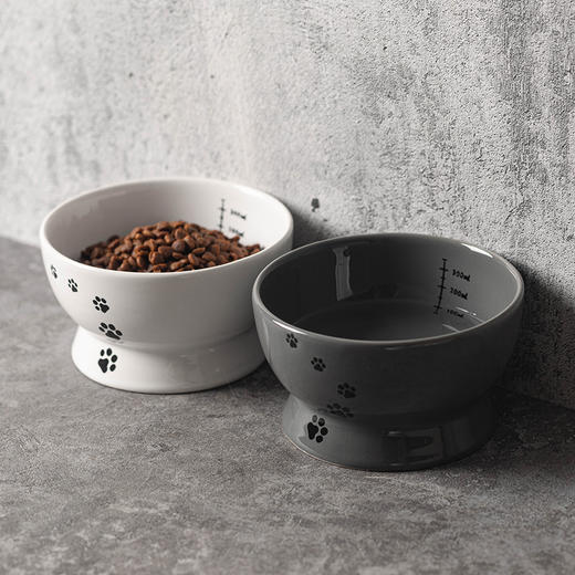 漫沃星系平口陶瓷猫碗MC-602灰色 商品图4