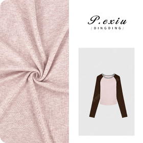 A008潘依绣丁丁宠粉撞色韩系软糯圆领长袖T恤Q52368