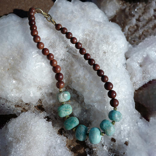 「青川」天河石金丝檀木项链 | 总长约42cm 一池流动的旷野 to me 天然石饰品 商品图1