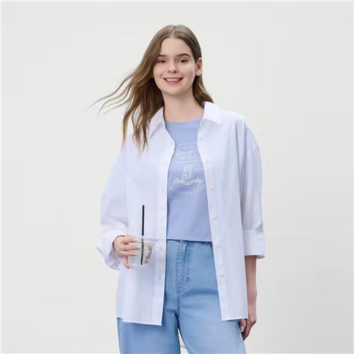 佐丹奴女装26年新款全棉府绸宽松剪裁衬衫时没尚小外套05346012 商品图3