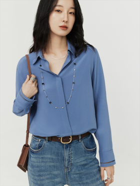 “人生衬衫”32姆米重绉桑蚕丝混纺衬衫FCG1SHT049