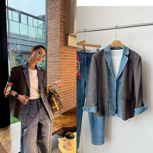 【拼接的艺术】噢蜜ooomeooo复古拼接外套“更时髦一点” 商品图0