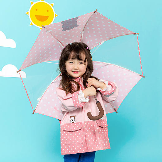 （S适合3-9岁）清仓【HAS儿童雨伞】 韩国可爱卡通部分透明手动雨伞直杆伞可视儿童伞长柄伞 商品图3
