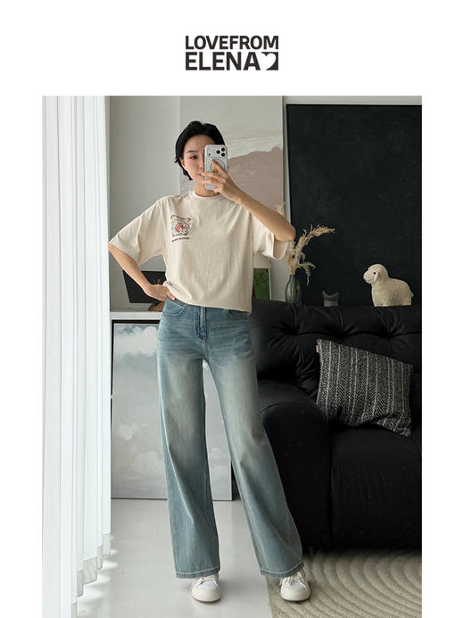 03/04 Elena朴｜春季百搭款 莱卡双芯结构弹力直筒牛仔裤 商品图2