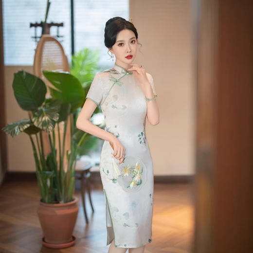 ZAYS2026春季新品改良气质年轻款旗袍日常修身时尚中长旗袍 商品图2