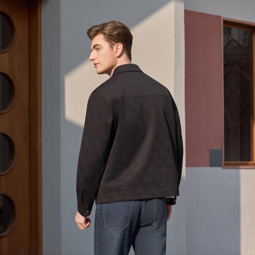 半身缘男装 春季时尚字母印花宽松经典翻领夹克261112M01310219 商品图4