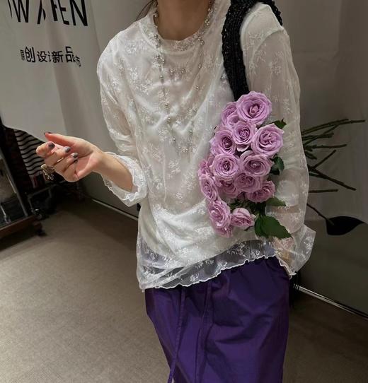 老米优品🎈3-5天发！🍃把春日的温柔穿上身~《软fufu网纱透明蕾丝衫》叠搭一绝！DD260227A 商品图0