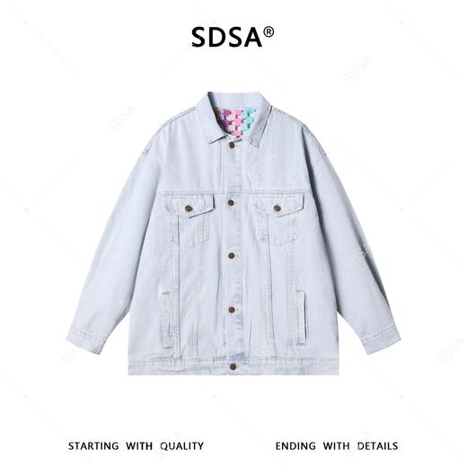 SDSA男装2026新款潮牌复古牛仔衣男女款浅蓝水洗宽松翻领牛仔外套 商品图0