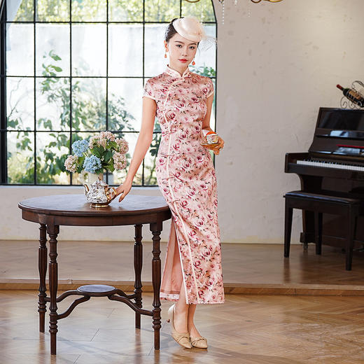WX2026新款真丝旗袍长款改良中式桑蚕丝连衣裙优雅气质修身复古 商品图1