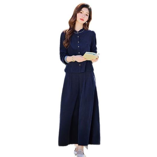 丁摩 小香风气质显瘦花瓣领上衣灯芯绒阔腿裤两件套6ZF-2678 商品图4