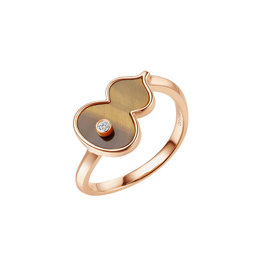 ［东方幸趣］18K玫瑰金虎睛石镶钻戒指#岱川 商品图0