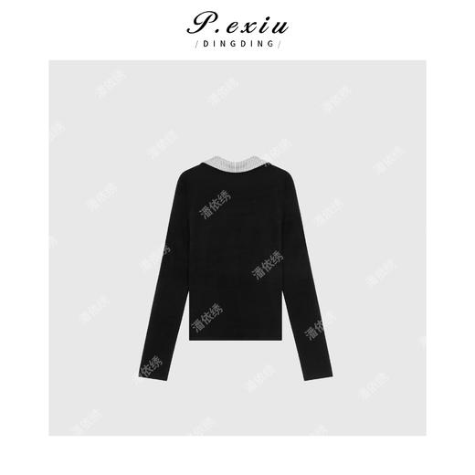 A008潘依绣丁丁宠粉韩系拼接格子V领撞色长袖Q99435 商品图1