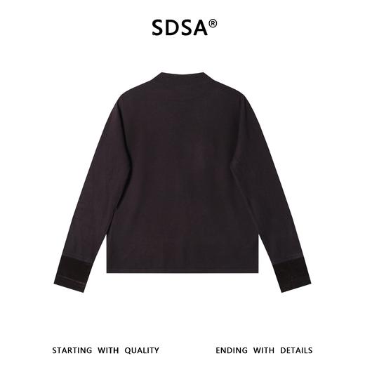 SDSA男装2026新款潮牌极简风长袖t恤男女同款撞色袖口宽松半高领 商品图4