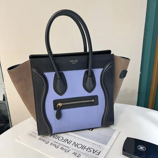 Celine Luggage Micro 黑紫 拼色 牛皮 笑脸包 商品图0
