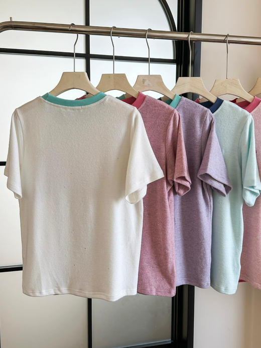 韩系 银河细闪爱心撞色短袖T恤 商品图9