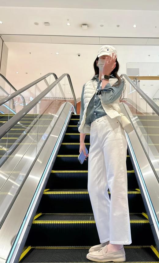 一年四季超软棉牛仔直筒窄腿奶油白牛仔裤 商品图8