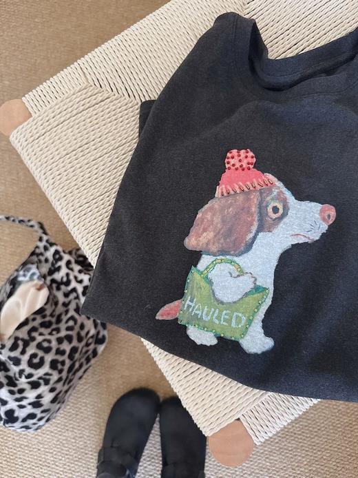 老米优品🎈3-5天。《小狗串珠双面澳绒短袖tee》复古少女既视感，轻松get韩系穿搭~  T260227A 商品图5