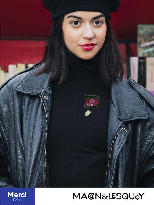 Macon&Lesquoy法国原创设计 甲壳虫老爷车 玫瑰人生系列 M&L刺绣手工饰品胸针 商品图5