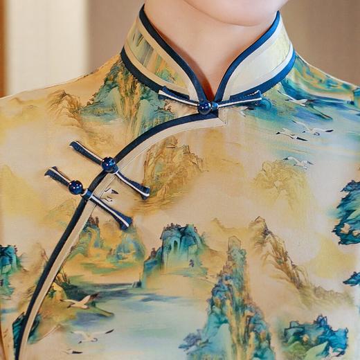 WX2026新款真丝旗袍长款改良中式桑蚕丝连衣裙宴请婚礼街拍 商品图2