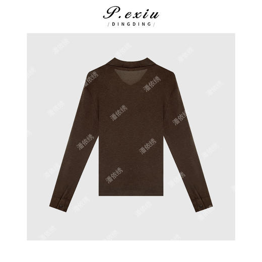 A008潘依绣丁丁宠粉绵羊-毛天丝美拉德Polo领气质长袖T恤 WH00218 商品图2