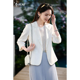 舒适亚麻 米思阳2026春新款轻职风优雅通勤OL修身小西装七分袖西装外套女6131