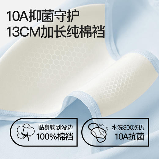 【（赵今麦同款）SecretWorldB520 女生纯棉10A抗菌加长裆中腰三角裤内裤3条装 】 长达12小时EO灭菌，无菌不用洗，打开就能穿，怎么动都不夹臀，不勒不束缚-咸喜仓 商品图2