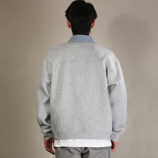 DRONKOO 2026 翻领牛仔色梭织拼针织假两件中厚夹克 商品图4