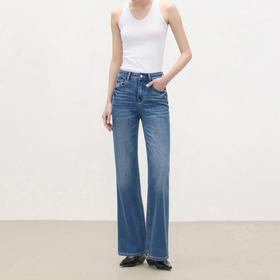 「自」全新升级【铂金会员201/天猫269/差价68】(02843)洛诗琳四面弹超模裤2026春季新款显瘦高腰直筒微喇牛仔裤女