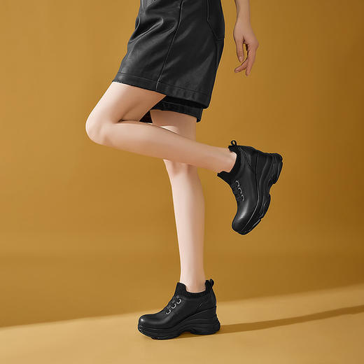 【预售7天】春秋深口小个子厚底增高坡跟单鞋头层牛皮单鞋SMQ&6063 商品图4