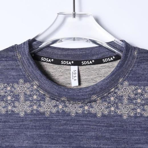 26T96SDSA男装2026新款复古提花条纹T恤雪花提花宽松长袖打底衫 商品图2