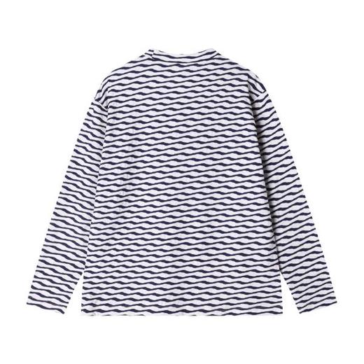 T2204早春时尚个性韩系水波纹圆领长袖T恤百搭休闲套头潮流上衣 商品图4