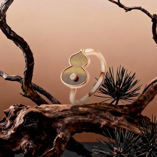 ［东方幸趣］18K玫瑰金虎睛石镶钻戒指#岱川 商品图1