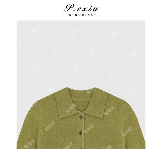 A008潘依绣丁丁宠粉韩系简约半开扣长袖针织Q1453 商品图2