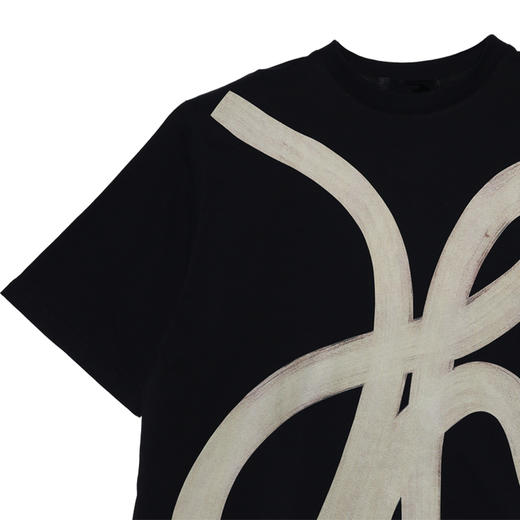 T492不规则婉婷线条设计感男士黑色宽松黑白设计师圆领街头T恤 商品图2