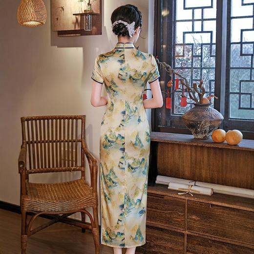 WX2026新款真丝旗袍长款改良中式桑蚕丝连衣裙宴请婚礼街拍 商品图3