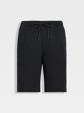 callisto藏青棉弹宽松休闲短裤