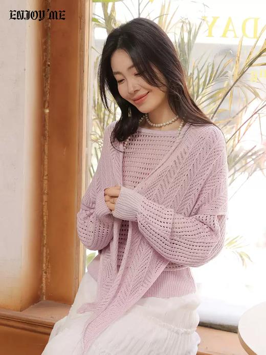【门店同款】ENJOY春季“柔光芳序”披肩镂空针织上衣 169494173 商品图0