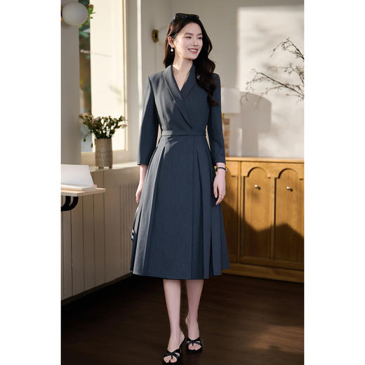都市精英王妃裙 米思阳2026春季新款青果领通勤OL裙子女修身减龄职场西装连衣裙女1031 商品图4