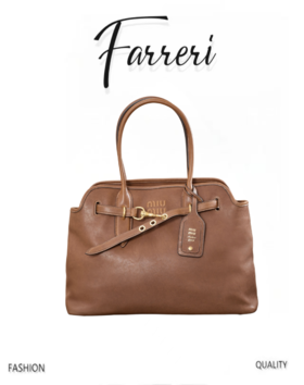 缪缪 羊皮革手提包 大号三色合集