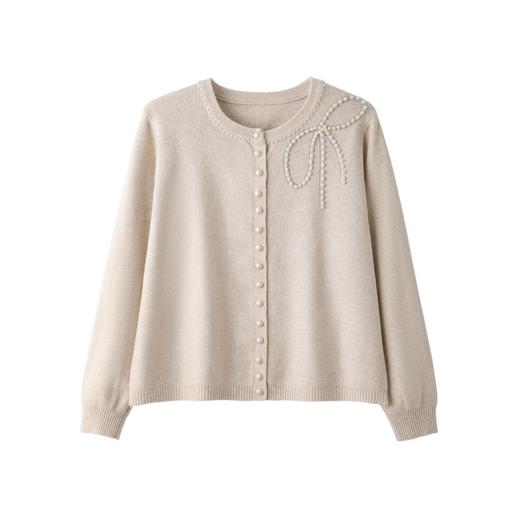 高级感珍珠蝴蝶结针织开衫，设计感软糯宽松短款外套CC-ML-26039 商品图4