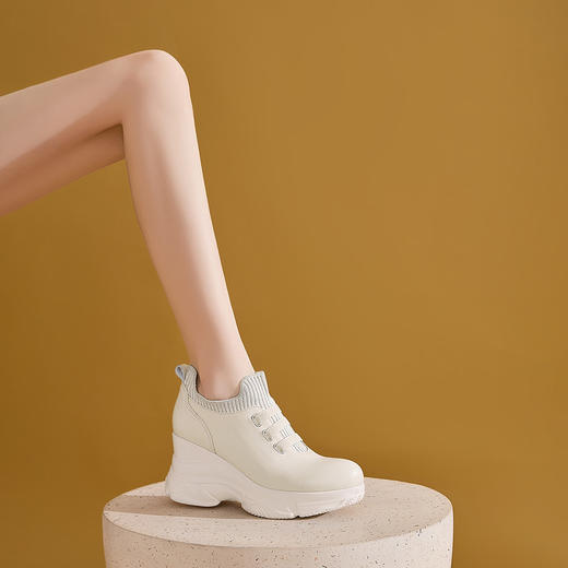 【预售7天】春秋深口小个子厚底增高坡跟单鞋头层牛皮单鞋SMQ&6063 商品图2