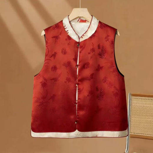 丁摩 早春新款双面双穿人丝提花复古新中式国风鎏金轻奢坎肩马甲6ZF-097 商品图1