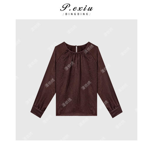 04-6潘依绣丁丁宠粉韩系光泽感手工纽扣圆领长袖衬衣Q1325 商品图0