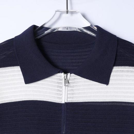 266099SDSA男装2026新款日系简约条纹针织polo肌理透气设计感宽松短袖 商品图3